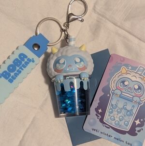 Blue Yeti Bubble Tea Keychain Charm